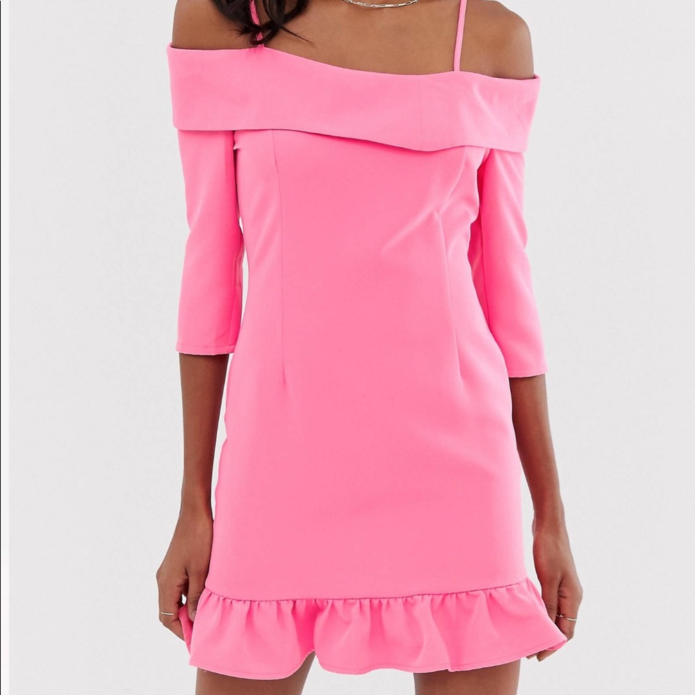 Unique 21 Frill ahem Dress Barbie Pink